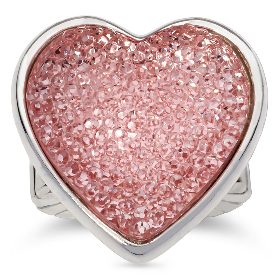 LIZ CLAIBORNE Pink Glitter Heart Stretch Ring