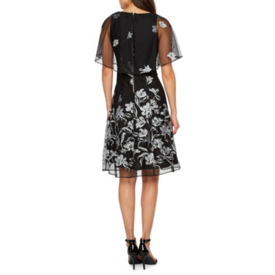 j taylor sleeveless embroidered floral fit & flare dress