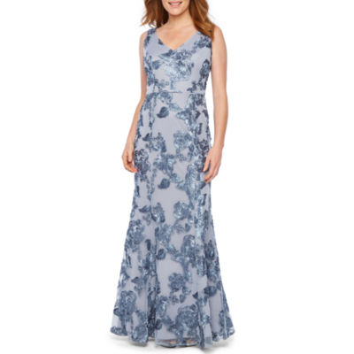 blue sage sleeveless evening gown