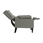Pushback Recliner Tufted Roll-Arm Recliner in Low-Pile Velour