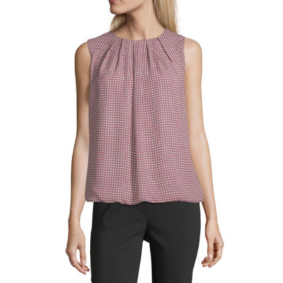 Liz Claiborne Womens Round Neck Sleeveless Blouse JCPenney