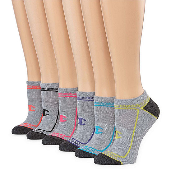 Champion 3 Pair No Show Socks Womens, Color: Charcoal W Pink - JCPenney