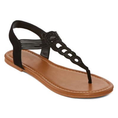 Arizona Womens Gogo Flat Sandals, Color: Black - JCPenney