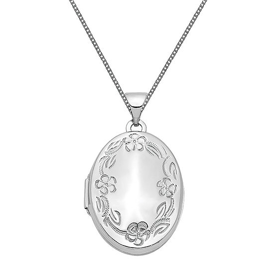 Womens 14K White Gold Oval Locket Necklace - JCPenney