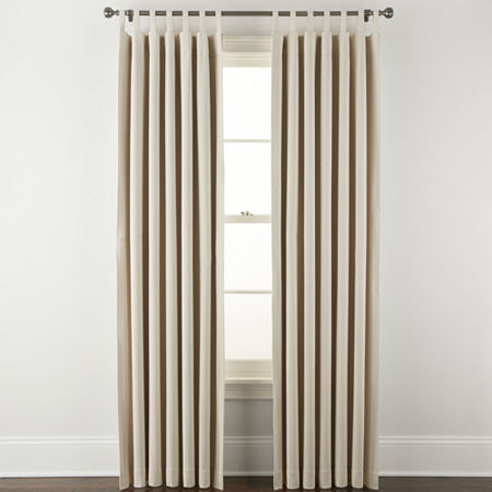 Linden Street Naturals 3-Ways To Hang 100% Blackout Rod Pocket Back Tab Single Curtain Panel, One Size , White