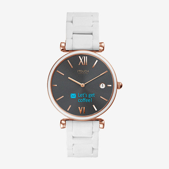 iTouch Connected for Women: Rose Gold Case with White Metal Strap Hybrid Smartwatch (38mm) 13941R-51-D03