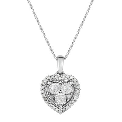 TruMiracle® Womens 1/4 CT. T.W. Genuine White Diamond Sterling Silver Pendant Necklace