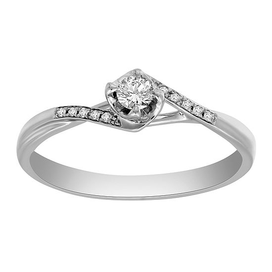 Promise My Love Womens 1/6 CT. T.W. Genuine White Diamond Sterling Silver Promise Ring