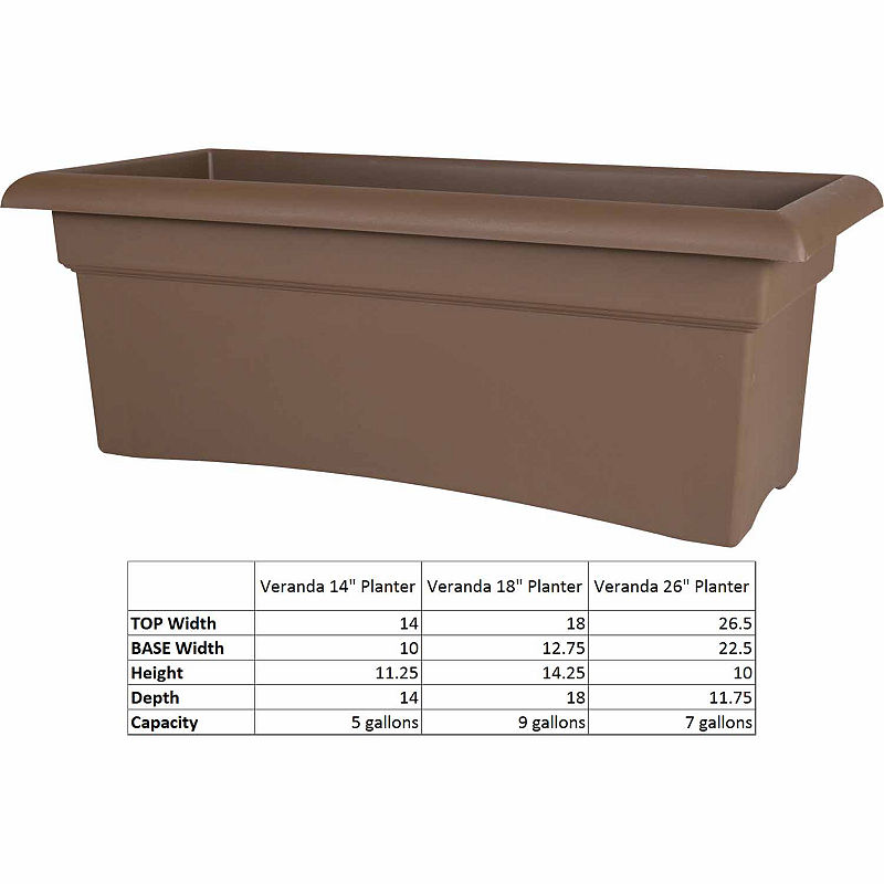 Bloem Veranda Deck Box Planter - 26, Brown