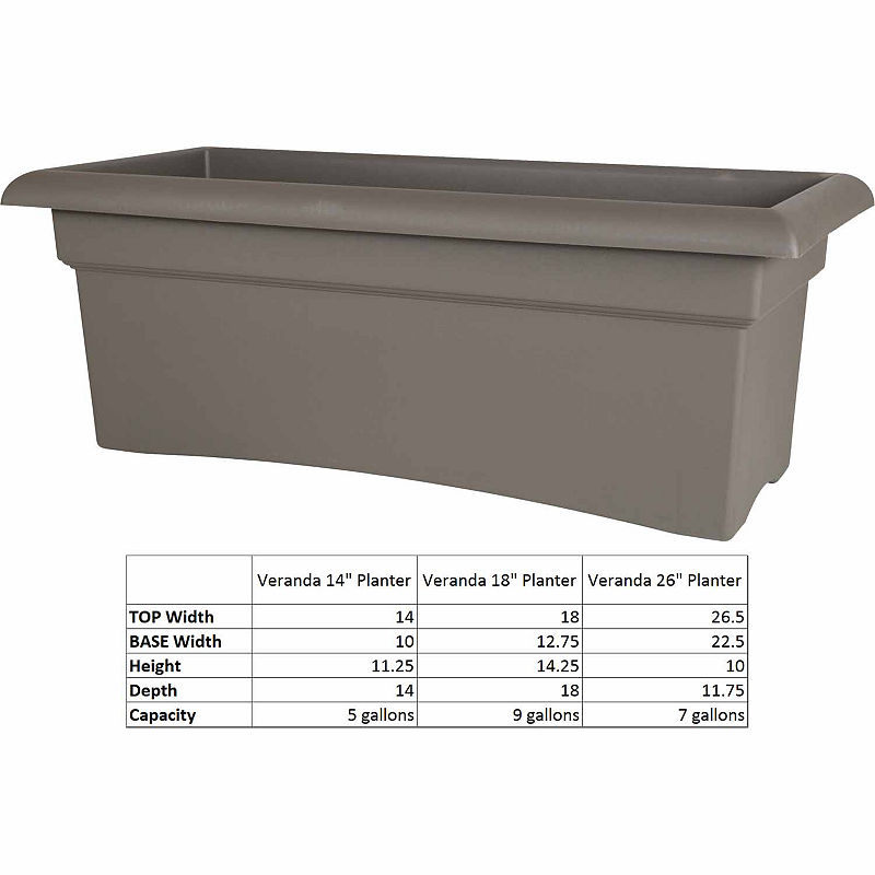 Bloem Veranda Deck Box Planter - 26, Gray