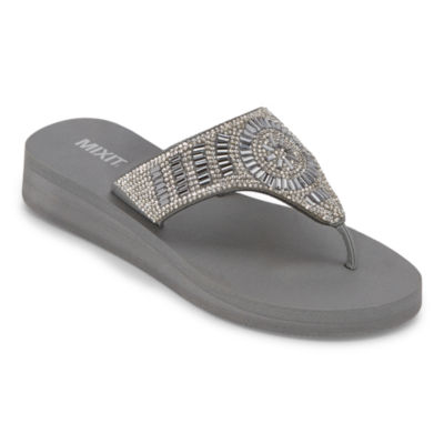 gray wedge flip flops