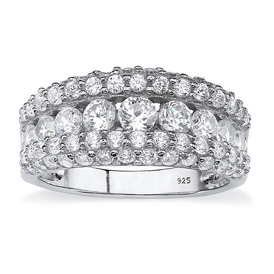 DiamonArt® Womens 1 1/4 CT. T.W. White Cubic Zirconia Platinum Over Silver Round Engagement Ring