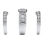 DiamonArt® Womens White Cubic Zirconia Platinum Over Silver Square Bridal Set
