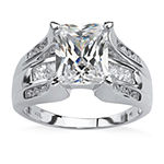 DiamonArt® Womens 4 3/4 CT. T.W. White Cubic Zirconia Platinum Over Silver Rectangular Engagement Ring