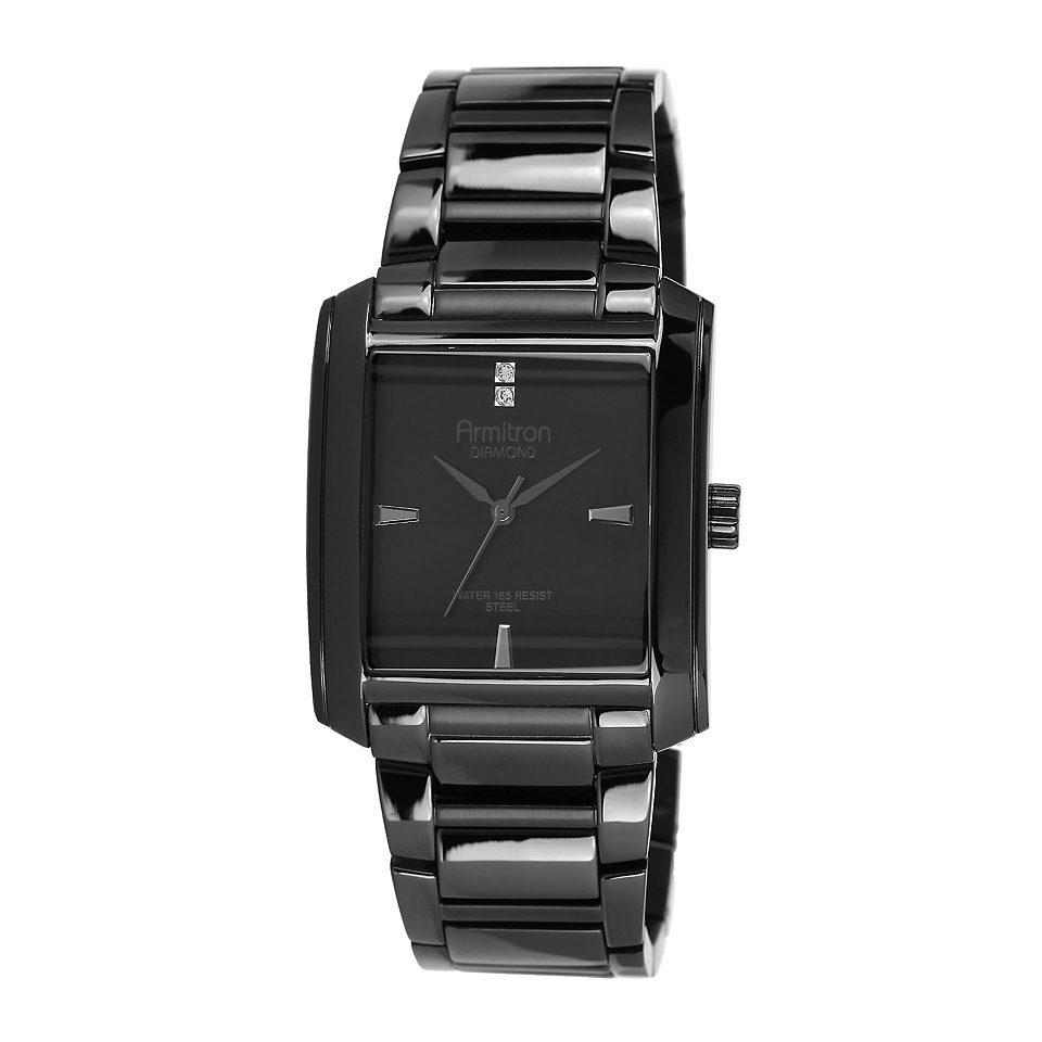 Armitron All Sport Mens Black Stainless Steel Rectangle Watch