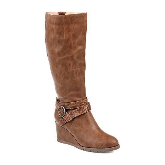 Journee Collection Womens Garin Wide Calf Dress Zip Boots Wedge Heel - JCPenney