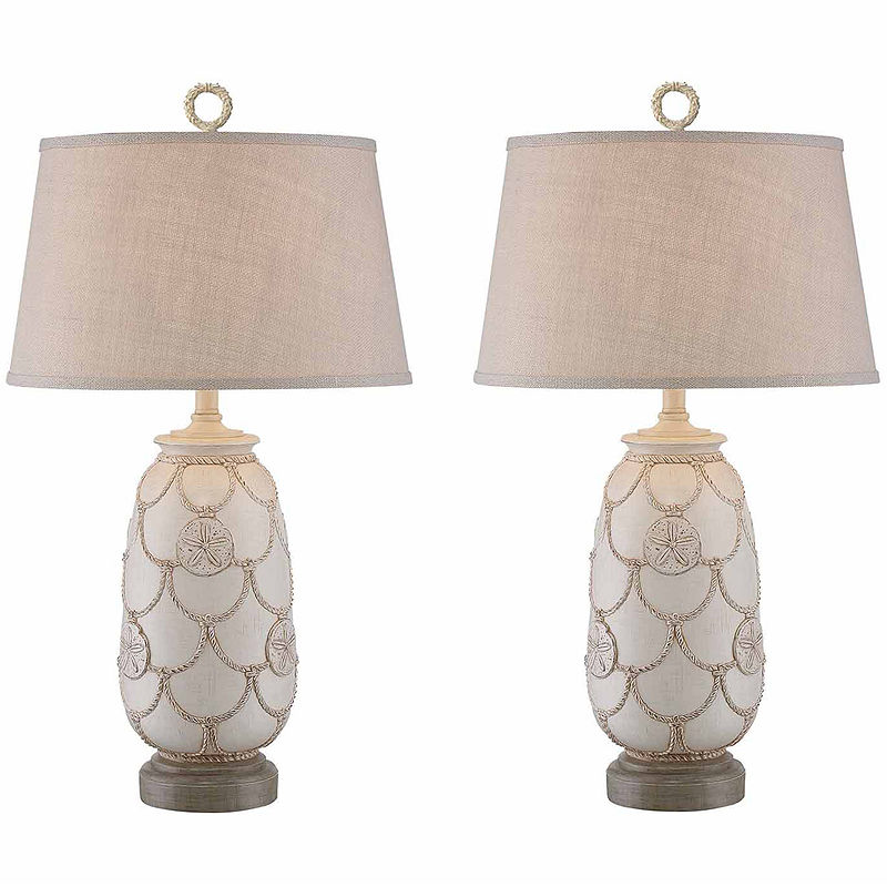 Seahaven Sand Dollar Table Lamp Set, White