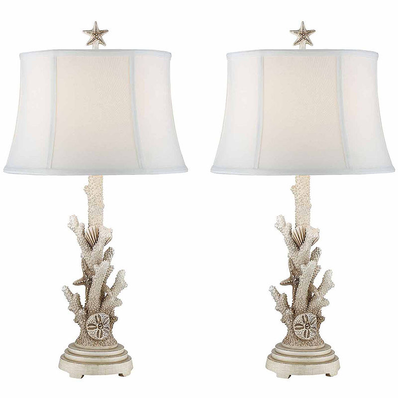Seahaven Coral Table Lamp Set, White