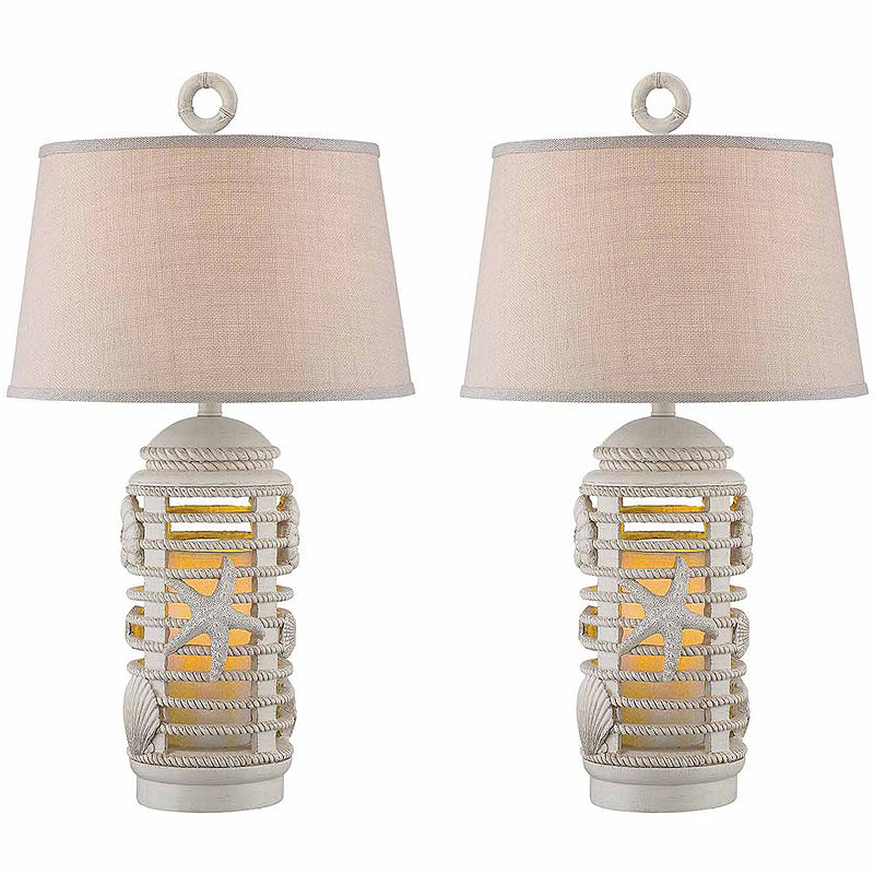Seahaven Lantern Table Lamp Set, White