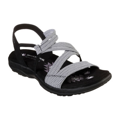 skechers black and white sandals