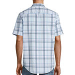 St. John's Bay Performance Mens Classic Fit Short Sleeve Plaid Button-Down Shirt
