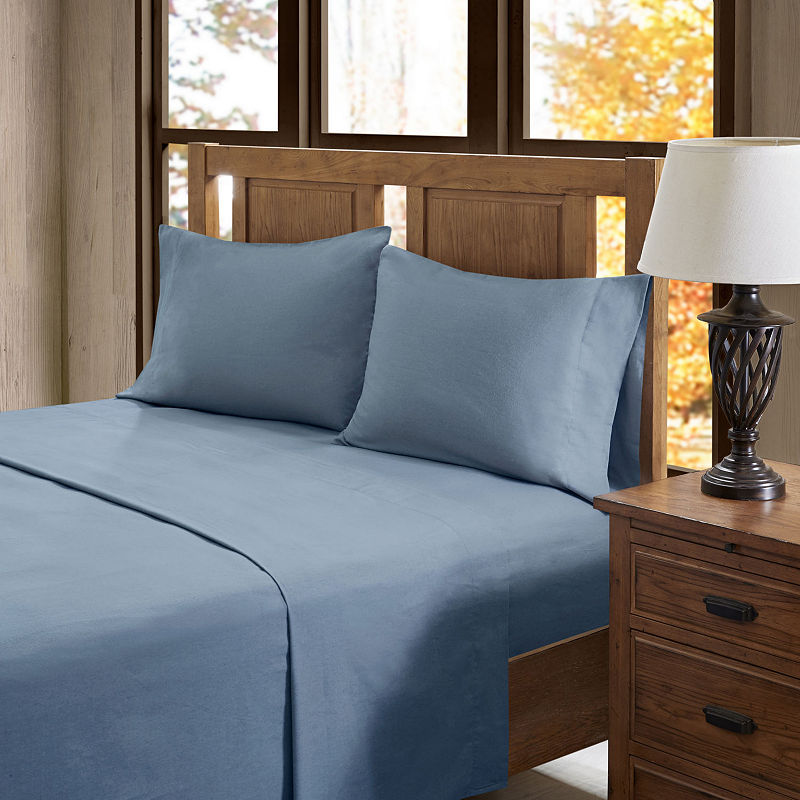 Solid Flannel Sheet Set (King) Blue