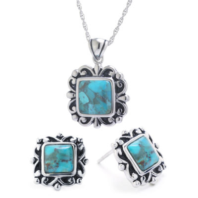 Enhanced Blue Turquoise Sterling Silver 2 Pc Jewelry Set Jcpenney