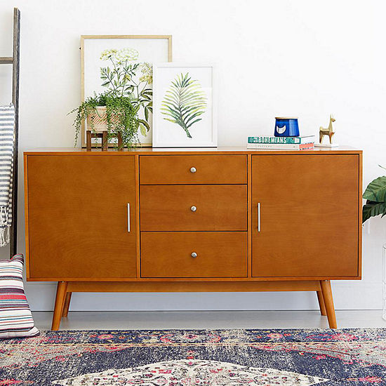 60 Mid Century Modern Wood Console Tv Stand