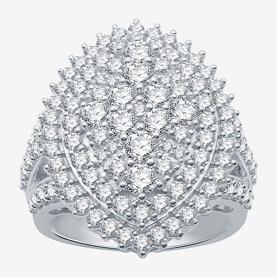 Womens 3 CT. T.W. Lab Grown Diamond 10K White Gold Cocktail Ring