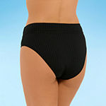 Decree Ribbed Womens Stretch Textured High Waist Bikini Swimsuit Bottom Juniors