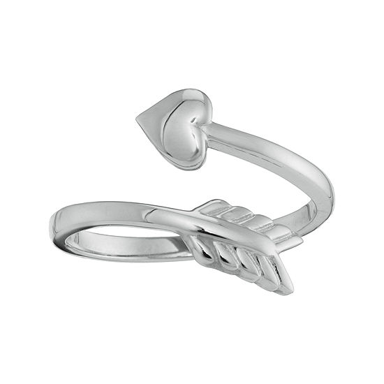 Personalized 14K White Gold Bypass Arrow Initial Ring