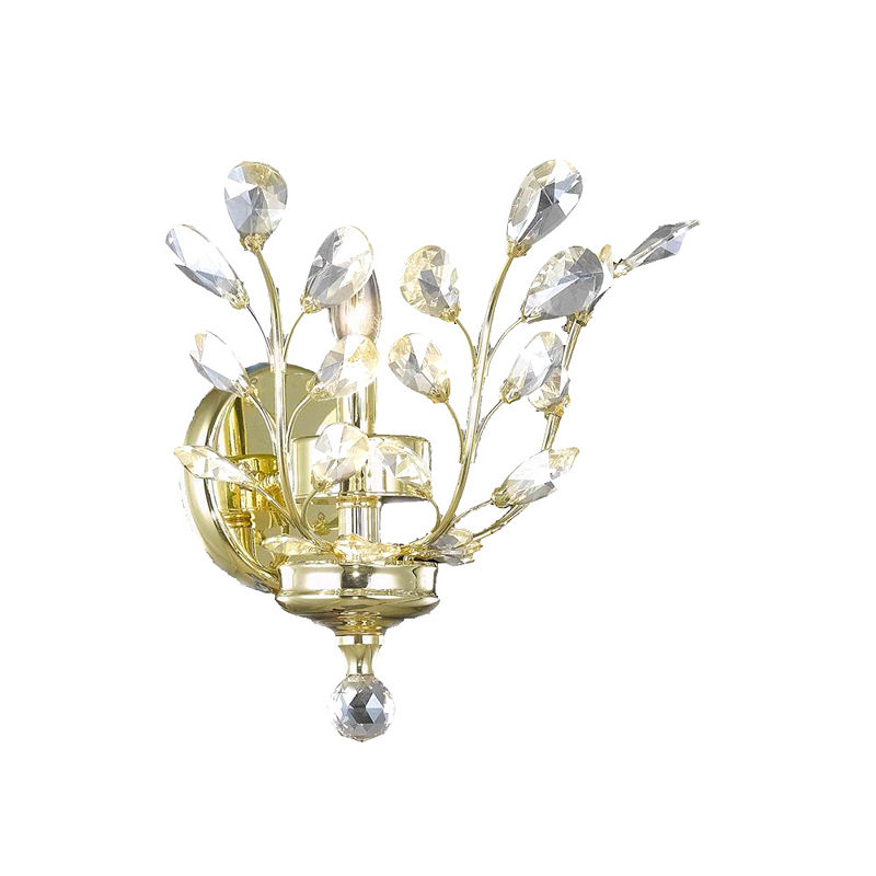 Aspen Collection 1 Clear Crystal Floral Wall Sconce, Yellow