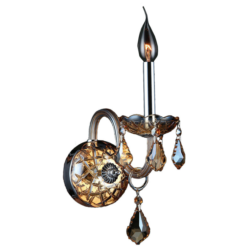 Provence Collection 1 Light Chrome Finish And Crystal Candle Wall Sconce 4