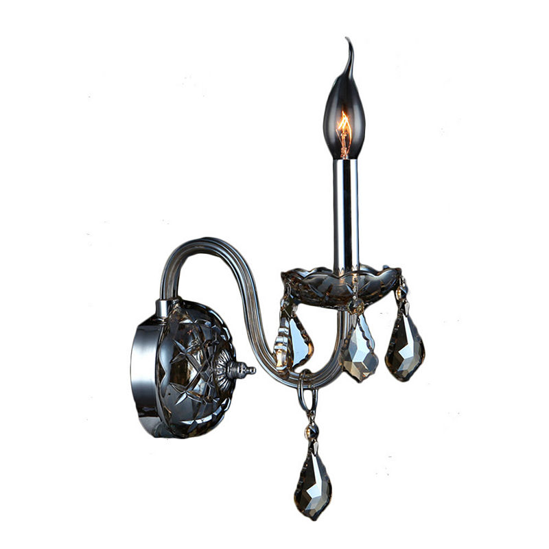 Provence Collection 1 Light Chrome Finish And Crystal Candle Wall Sconce 4