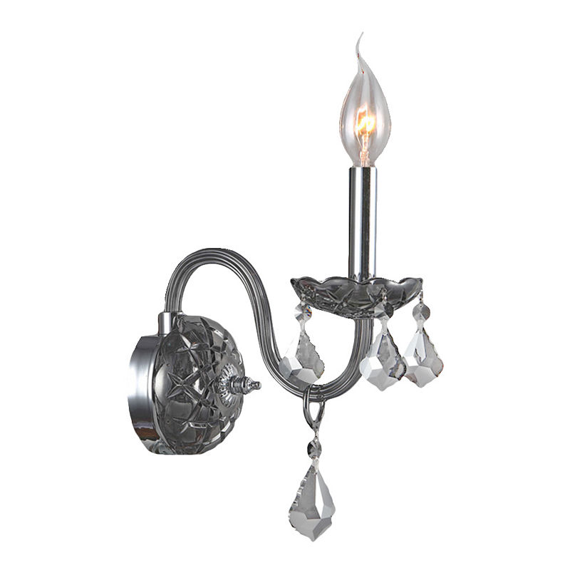 Provence Collection 1 Light Chrome Finish And Crystal Candle Wall Sconce 4