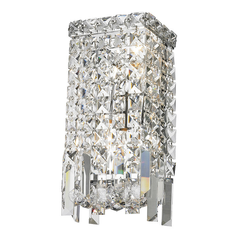 Cascade Collection 2 Light Chrome Finish Crystal Rectangular Wall Sconce 6