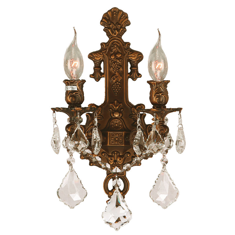 Versailles Collection 2 Light Crystal Wall Sconce, Yellow