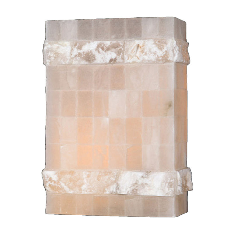 Pompeii Collection 1 Light Flemish Brass Finish Natural Quartz Stone Wall Sconce 8