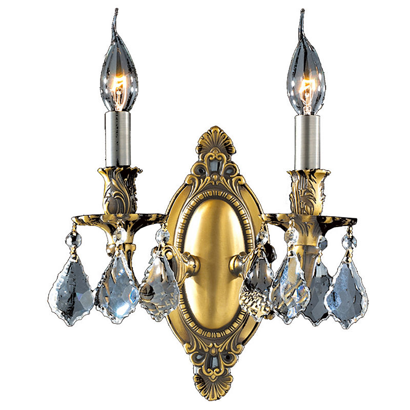 Windsor Collection 2 Light Crystal Candle Wall Sconce, Brown