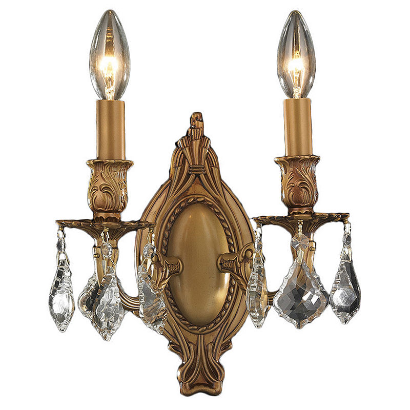 Windsor Collection 2 Light Crystal Candle Wall Sconce, Yellow