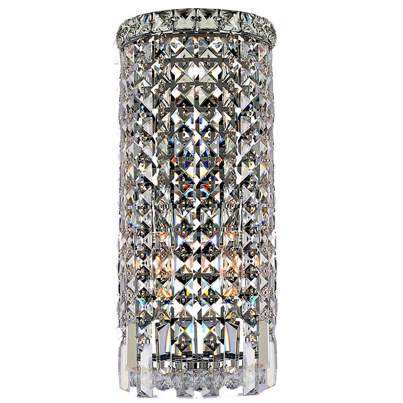Cascade Collection 2 Light Chrome Finish Crystal Rounded Wall Sconce 8