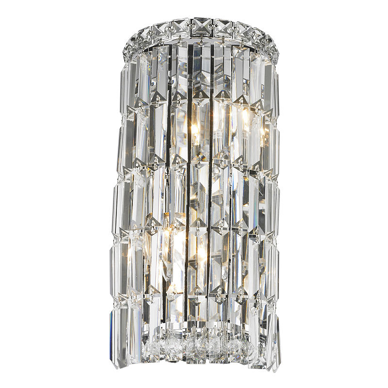 Cascade Collection 4 Light Chrome Finish Crystal Rounded Wall Sconce 8