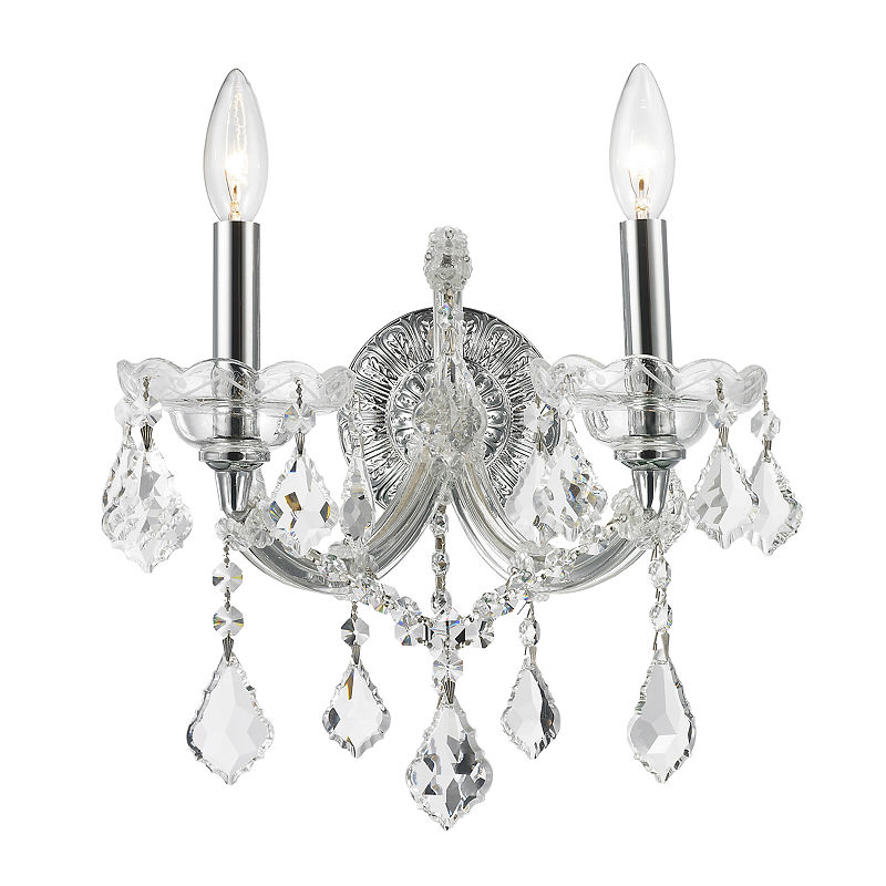 Maria Theresa Collection 2 Light Clear Crystal Candle Wall Sconce 12