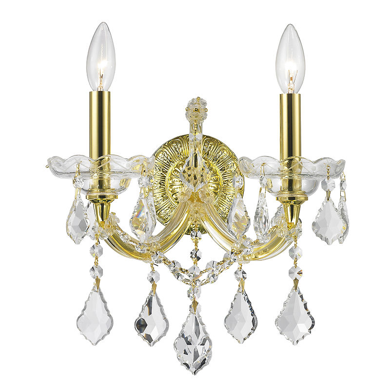 Maria Theresa Collection 2 Light Clear Crystal Candle Wall Sconce 12