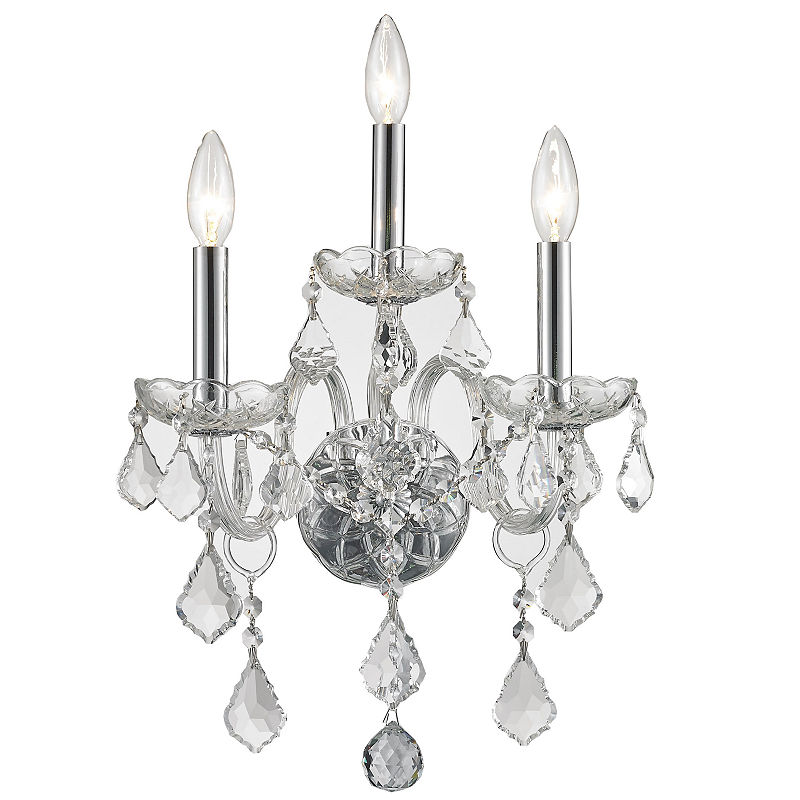 Provence Collection 3 Light Chrome Finish And Clear Crystal Candle Wall Sconce 13