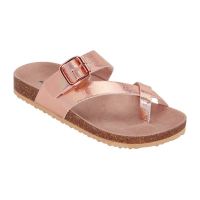 rose gold footbed sandals