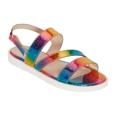 rainbow colored flip flops