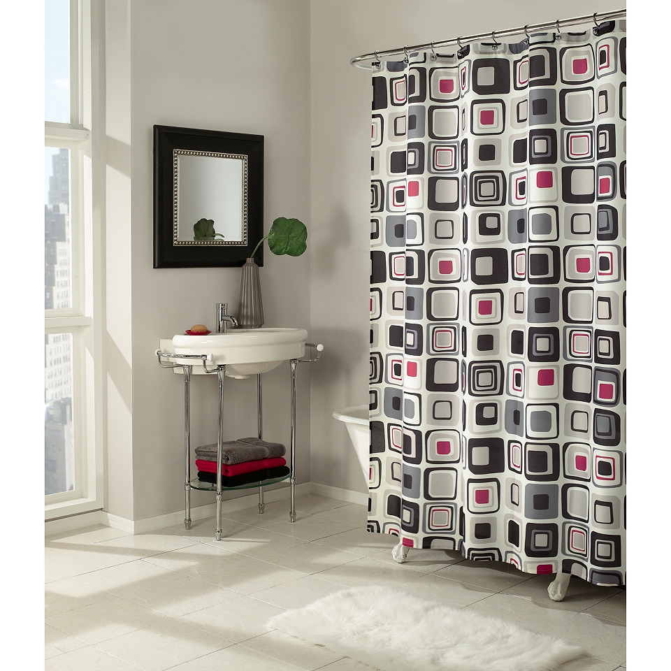 Blocks Shower Curtain, Red/Black