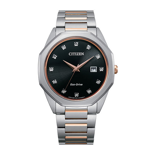 Citizen Mens Diamond Accent Two Tone Stainless Steel Bracelet Watch Bm7496-56g