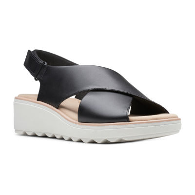 clarks black wedges